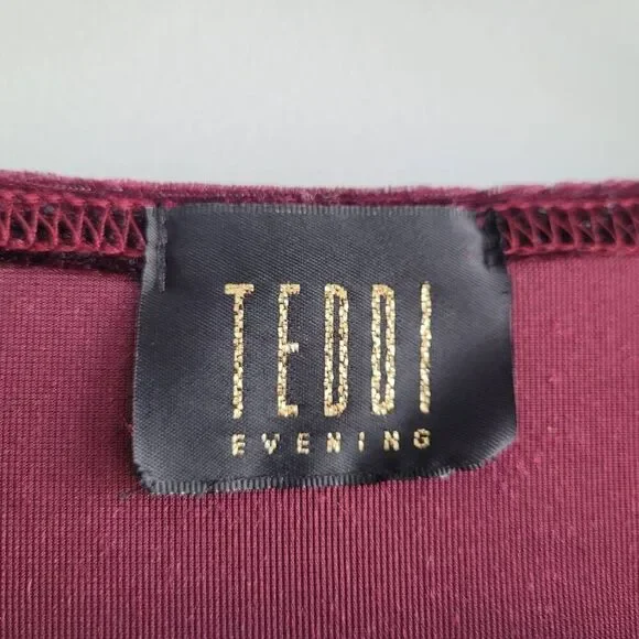 vintage 90s burgundy wine red embossed velvet short sleeved blouse goth romantic - Picture 3 of 8